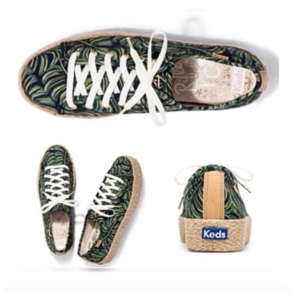 KEDS Green Tropical Print Platform Sneakers - Picture 2 of 5